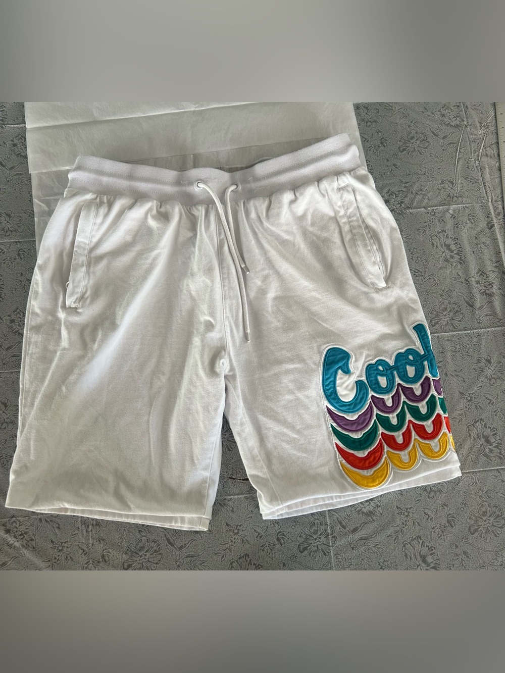 Mans Cookies Logo white cotton Shorts /lined
